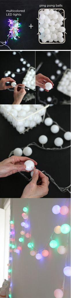 DIY ping pong lights garland