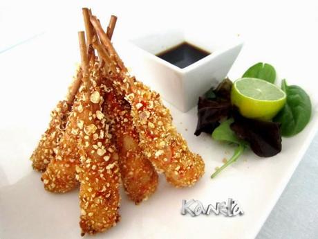 GAMBONES CON PALOMITAS DE MAIZ