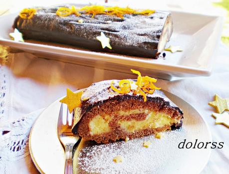 Tronco de Navidad de cacao y crema de naranja
