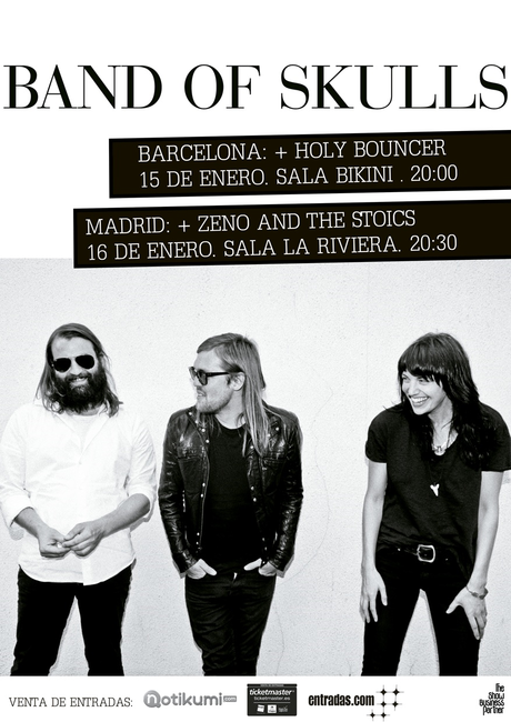 BAND OF SKULLS EN CONCIERTO EN BARCELONA Y MADRID. 15 Y 16 ENERO 2015