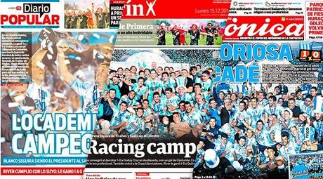 Racing Campeón del último torneo corto del fútbol argentino