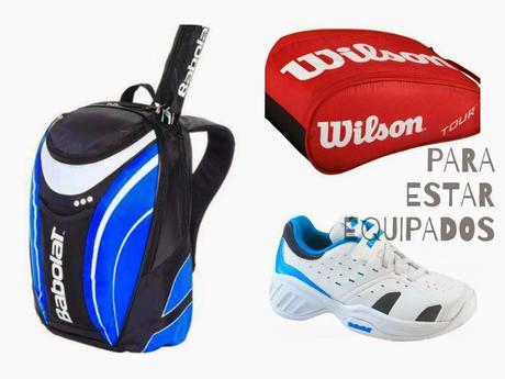 raquetero de tenis, braga de cabeza y zapatillas para tenis