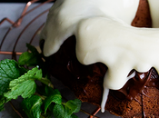Bundt cake with chocolate glaze mint frosting #BundtBakers