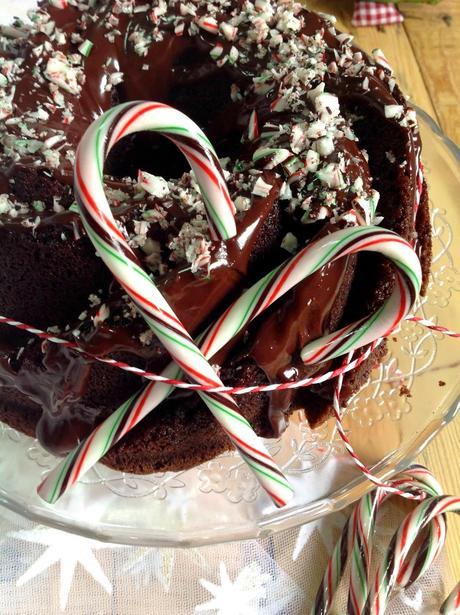 Candy Cane Dark Chocolate Bundt Cake - #Bundtbakers
