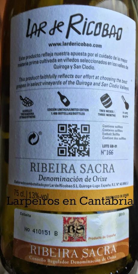 Vnio Blanco Lar de Ricobao Barrica 2013: Hay que seguirlo de cerca