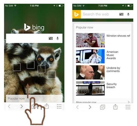 Microsoft lanzó una actualización de su aplicación móvil Bing para iOS