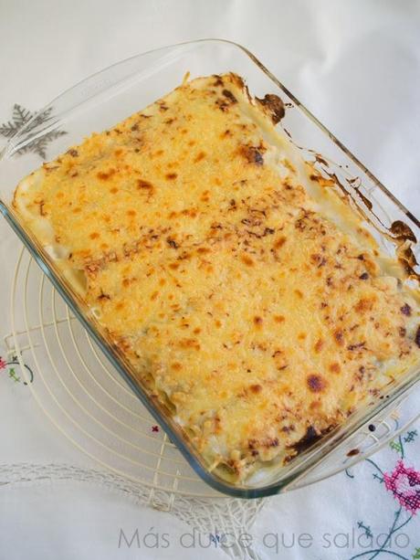 Canelones de calabacín y champiñones