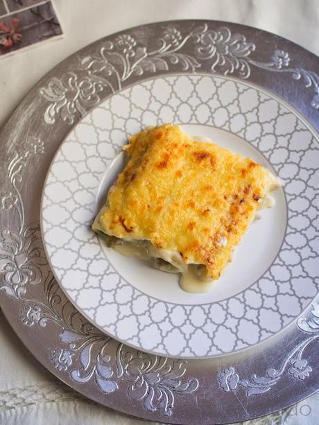 Canelones de calabacín y champiñones