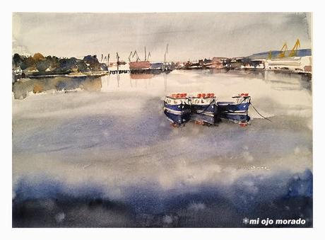 La ría. Acuarela para Navidad