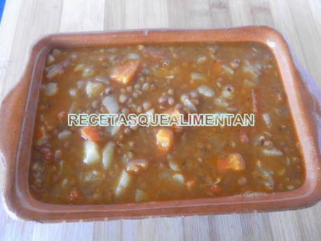 POTAJE DE LENTEJAS Y VERDURAS