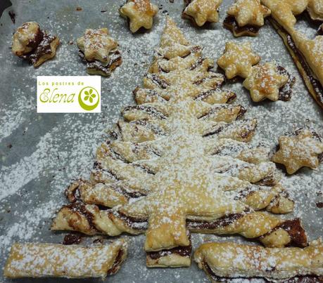 Arbolitos de Navidad de nutella y hojaldre