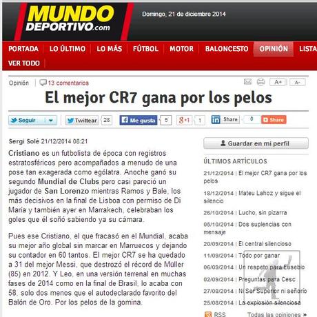 La prensa catalana en los mundiales de clubes del Barcelona y R.Madrid