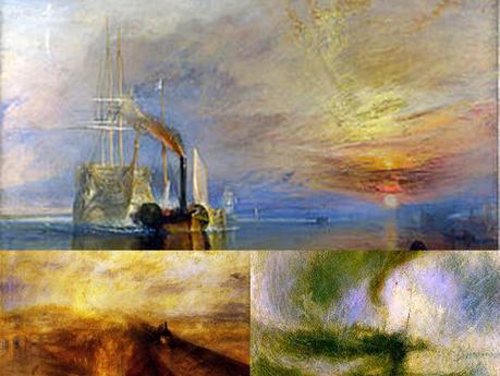 El Temerario remolcado; Lluvia,vapor y velocidad; Tempestad de nieve en el mar Pintura romántica inglesa, paisajismo narrativo