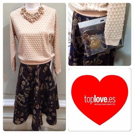 Falda midi con bolso de mano a juego de Toplove