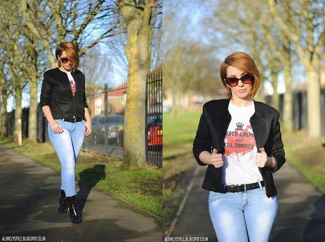 Look of the day: Funny t-shirt, jeans & studded booties lovelystyle (5)