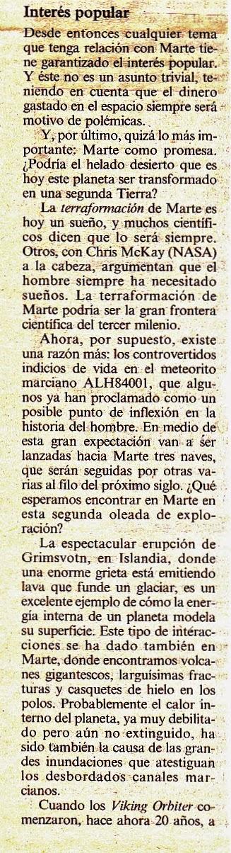 VOLVIENDO LA VISTA A MARTE