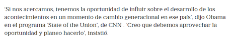 Obama: EE.UU. tiene la oportunidad de influir en los cambios en Cuba