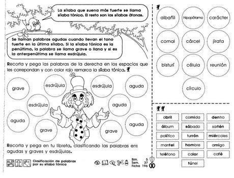 Clasificación de palabras por su sílaba tónica
