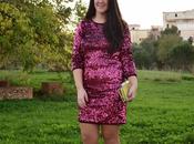 Raspberry sequined dress