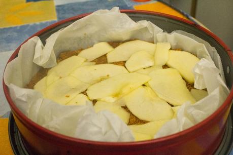 Tarta de queso ricotta y manzana