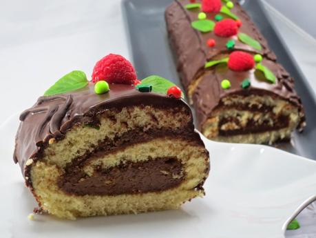 Tronco de mousse de turrón y chocolate