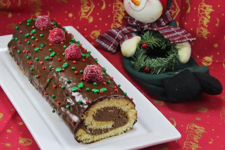 Tronco de mousse de turrón y chocolate