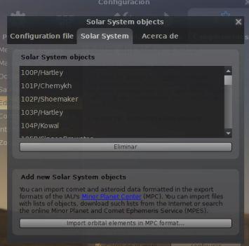 Introducción de Cometas en Stellarium