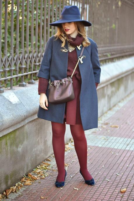 Burgundy and Blue