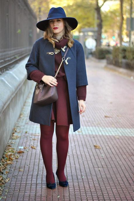 Burgundy and Blue