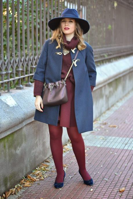 Burgundy and Blue