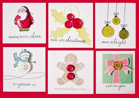 Tarjetas de Navidad - Manualidades con botones
