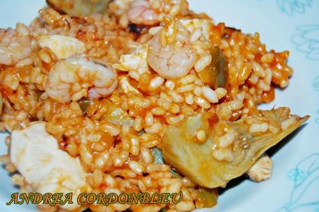 ARROZ CON ALCACHOFAS Y GAMBITAS