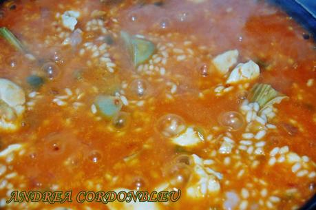 ARROZ CON ALCACHOFAS Y GAMBITAS