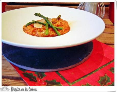 Risotto de trigueros y tomate