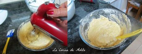 Bizcocho de almendras con cobertura de candy melts