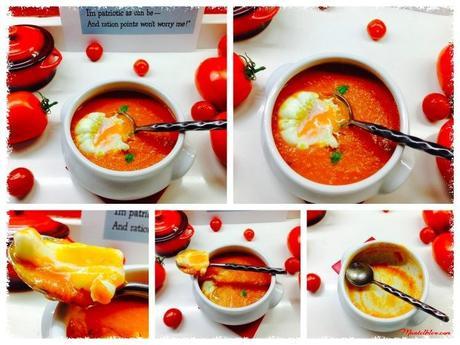 Crema de tomate con huevo poché Crema de tomate con huevo poché