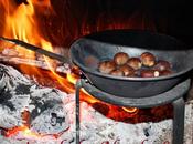 Castañas asadas chimenea