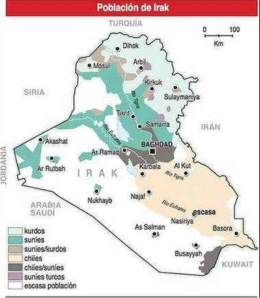 Oriente Medio - Irak - Población - Religión - Cultura - Distribución religiosa en Irak