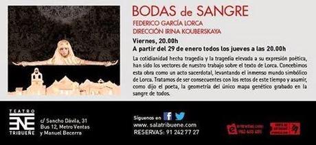 BODAS DE SANGRE, BAJO LA DIRECCIÓN DE IRINA KOUBERSKAYA EN LA SALA TRIBUEÑE DE MADRID: LAS CACOFONÍAS DEL AMOR Y LA MUERTE