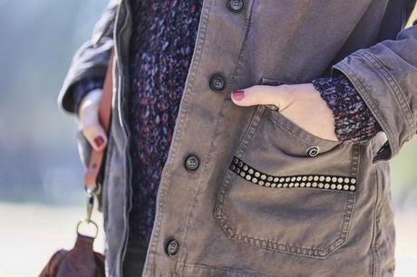 street style barbara crespo hake jacket military the corner shop slip on fashion blogger outfit blog de moda