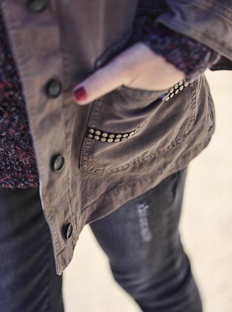 street style barbara crespo hake jacket military the corner shop slip on fashion blogger outfit blog de moda