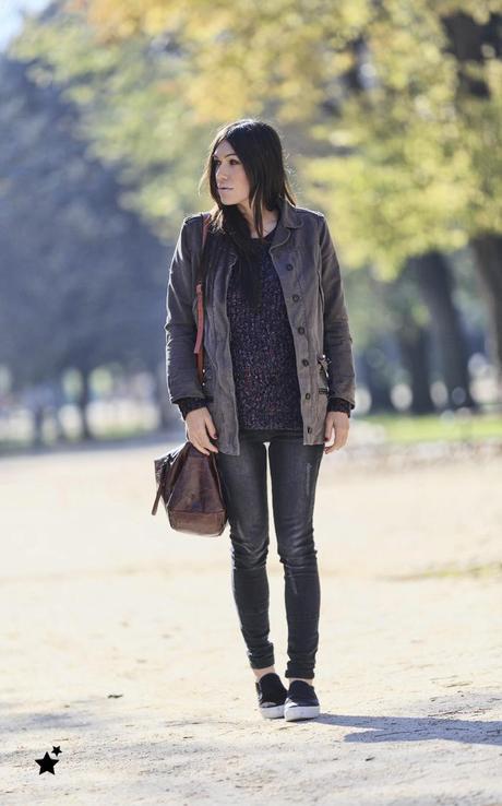 street style barbara crespo hake jacket military the corner shop slip on fashion blogger outfit blog de moda