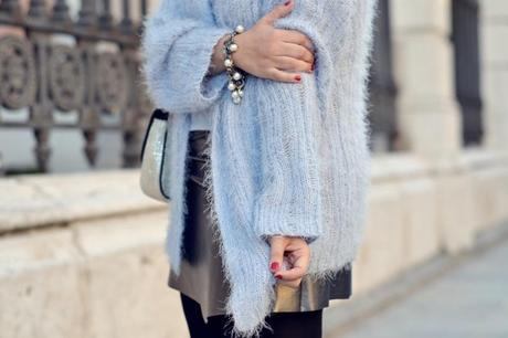 party outfit, silver mini skirt party ourfit, nine west outfit, nine west stretstyle, el corte ingles street style