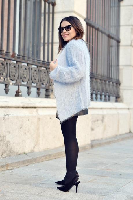 party outfit, silver mini skirt party ourfit, nine west outfit, nine west stretstyle, el corte ingles street style