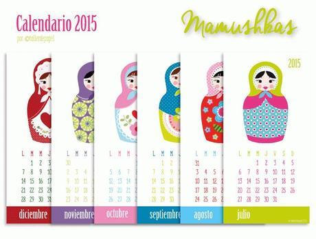 Calendario 2015 de la NUEVA Colección Mamushkas y Matrioshkas de Taller de Papel. Para imprimir y regalar! Encuéntralo en mi Tienda Etsy Imprime tu Fiesta!