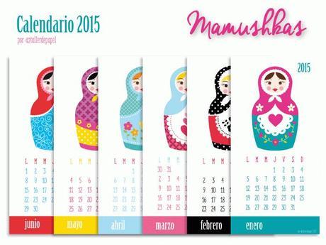Calendario 2015 de la NUEVA Colección Mamushkas y Matrioshkas de Taller de Papel. Para imprimir y regalar! Encuéntralo en mi Tienda Etsy Imprime tu Fiesta!