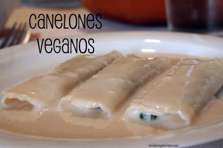 Canelones veganos de espinacas y champiñones