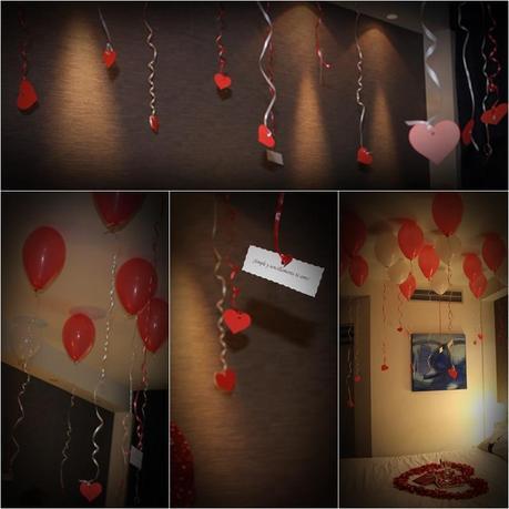 Decoración romántica con globos San Valentin