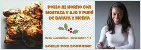 Pollo al horno con mostaza y ajo con puré de boniato a la menta