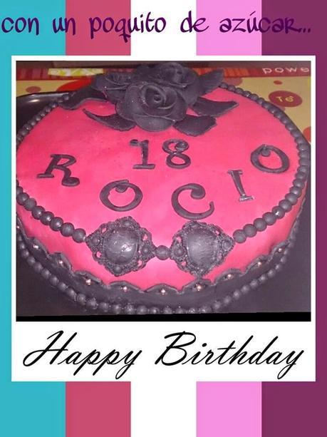 TARTA 18 AÑOS EN ROSA Y NEGRO PARA ROCIO